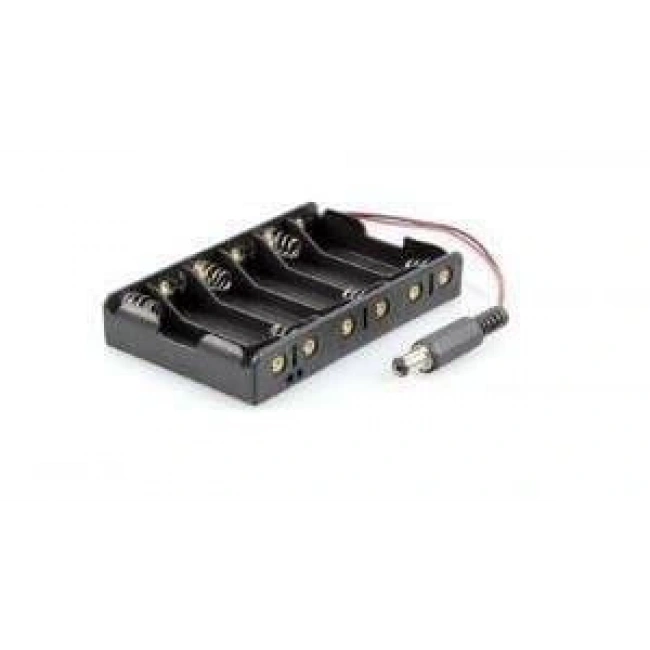 6lı AA Pil Yuvası - Barrel Jack Çıkışlı