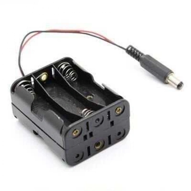 6lı AA Pil Yuvası - Çift Taraflı ve Jack Çıkışlı