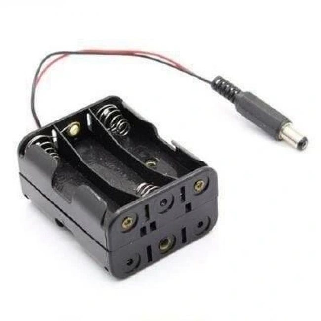 6lı AA Pil Yuvası - Çift Taraflı ve Jack Çıkışlı