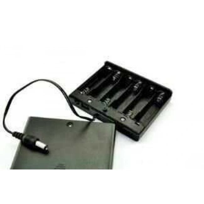6lı AA Pil Yuvası - Jacklı Kapaklı ve Anahtarlı