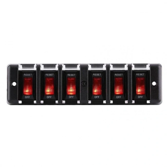 6lı ON-OFF Kırmızı Işıklı Anahtar Switch Panel 12V 16A
