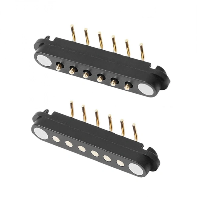 6-Pin 2.54mm 90C Pogo Pin Manyetik Konnektör Takımı