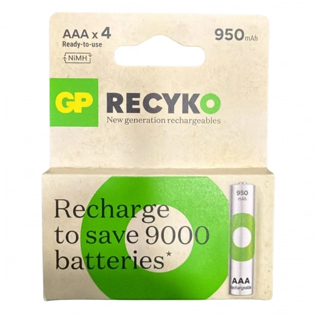 GP ReCyko 950 mAh AAA Şarj Edilebilir İnce Kalem Pil 4lü Paket