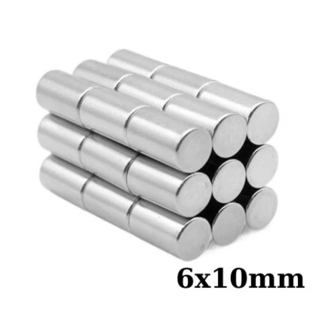 6x10mm Neodyum Güçlü Mıknatıs - Neodim Magnet