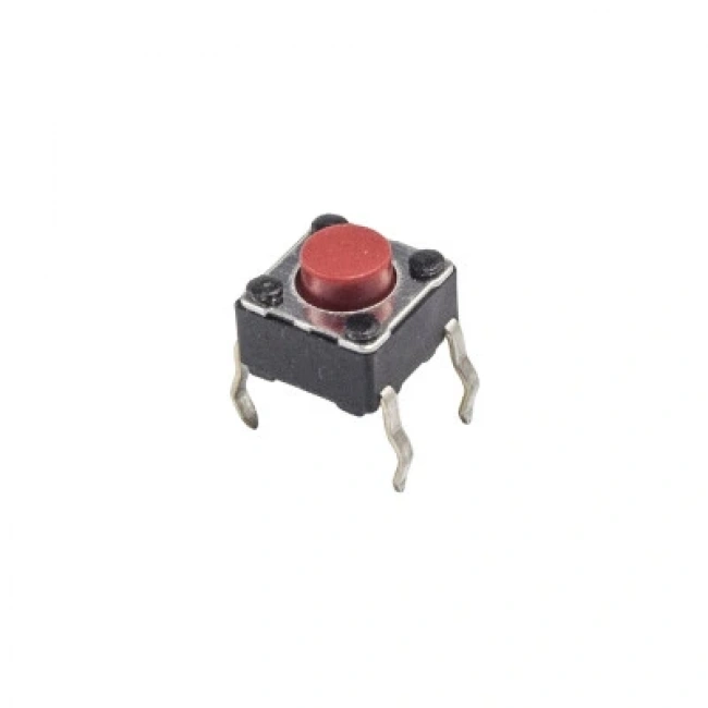 6x6x5mm 4 Pinli Kırmızı Push Buton - Tact Switch
