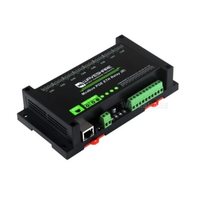 8 Kanallı Ethernet Röle Modülü (B) - Modbus RTU/Modbus TCP Protokolü- PoE Ethernet Port
