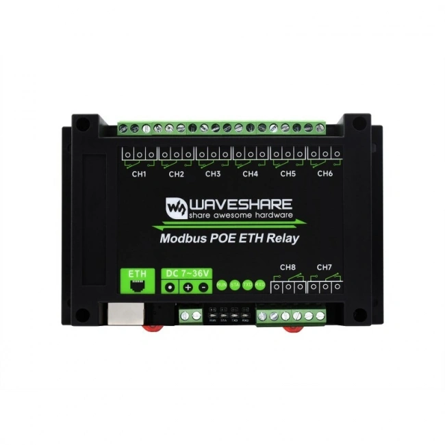 8 Kanallı Ethernet Röle Modülü - Modbus RTU/Modbus TCP Protokolü- PoE Ethernet Port