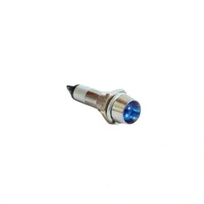 8mm 12V Metal Sinyal Lambası - Mavi