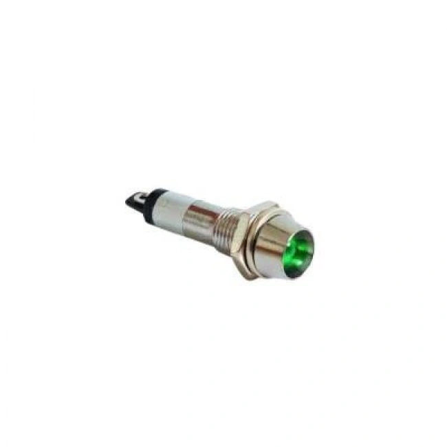 8mm 220V Metal Sinyal Lambası - Yeşil
