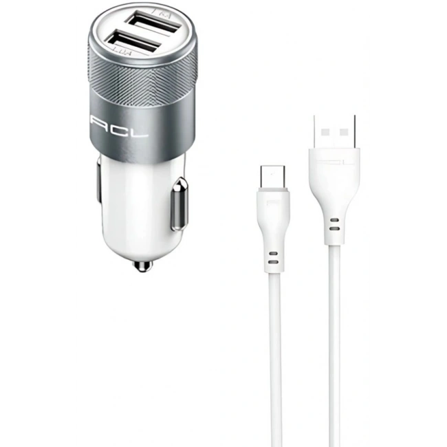 AC-06 2.1A 10 Watt 2xUSB 1mt Mikro Kablolu Araç Şarj Adaptörü