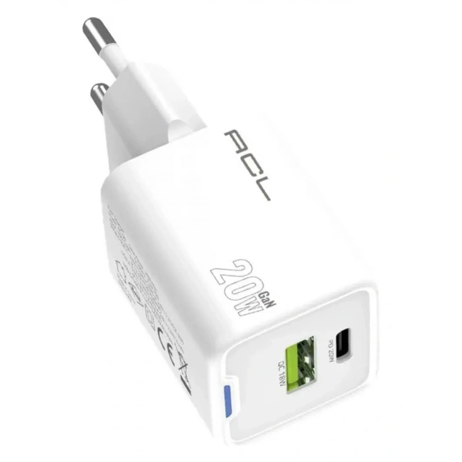 AC-96 20 Watt 1xUSB-A 1xUSB-C 1mt Type-C to Type-C Kablo Duvar Şarj Aleti