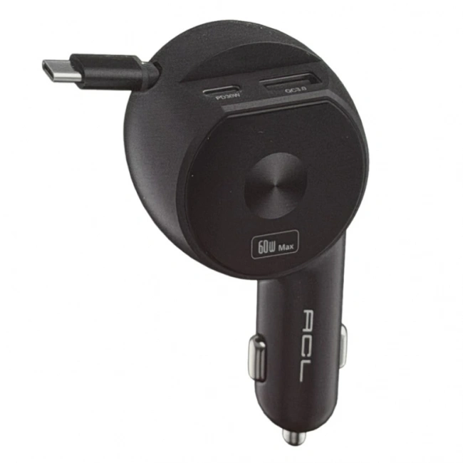 ACC-03 60W 3.4A Kablolu USB-A + USB-C Çift Çıkışlı Araç İçi Şarj