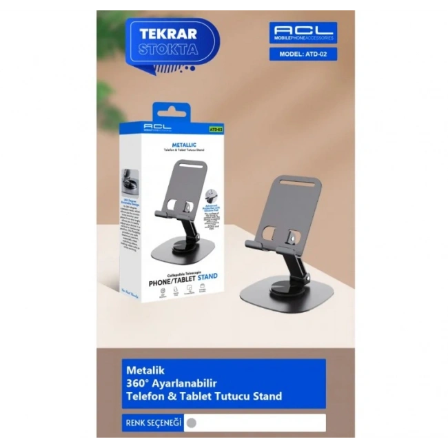 ATD-02 Metalik 360° Ayarlanabilir Telefon Tablet Tutucu Stand