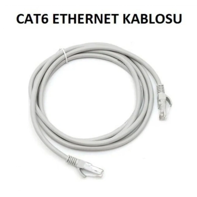CAT6 UTP Patch Kablo Ethernet Kablosu Gri Renk 20 Metre