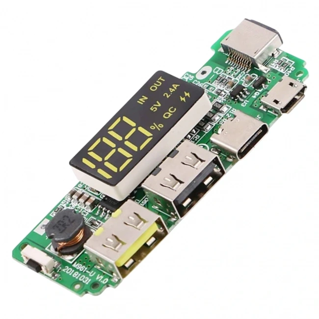 Çift USB 5V 2.4A Ledli Micro Type-C Powerbank Modülü