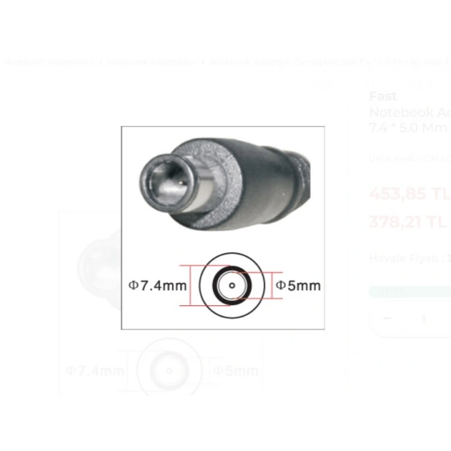 CMADP041 19.5V 3.34A 7.4*5.0mm Dell Notebook Adaptör