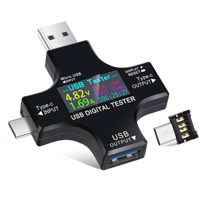 Çok İşlevli Type-C+USB Dijital Test Cihazı