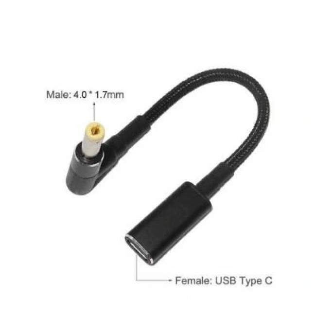 Dişi Type C - Erkek 4.0x1.7mm Jack Dönüştürücü Kablo Tip-C to 4017