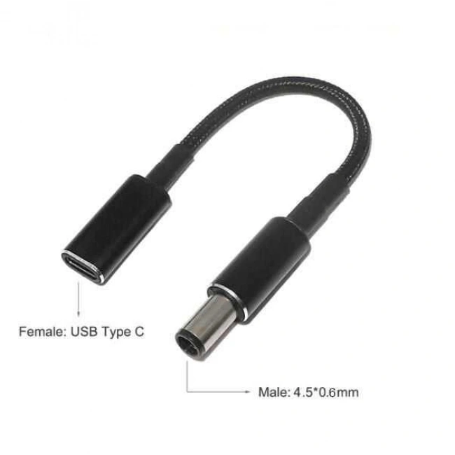 Dişi Type C - Erkek 4.5x0.6mm Dell Dönüştürücü Kablo Tip-C to 4506DELL