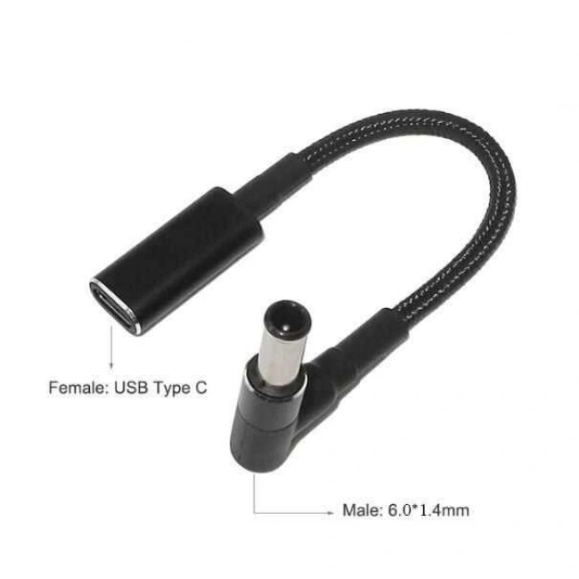 Dişi Type C - Erkek 6.0x1.4mm Jack Dönüştürücü Kablo Tip-C to 6014