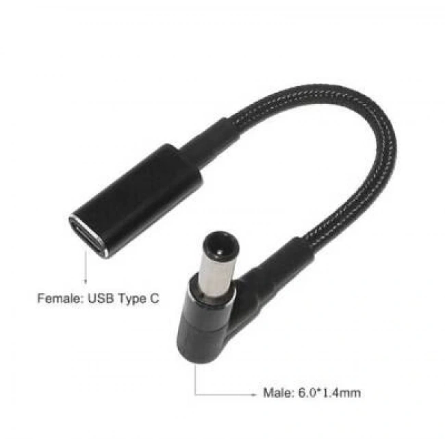 Dişi Type C - Erkek 6.0x1.4mm Jack Dönüştürücü Kablo Tip-C to 6014