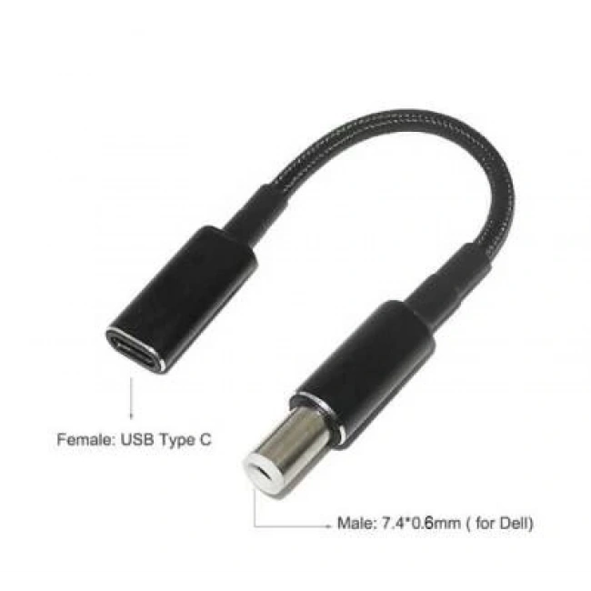 Dişi Type C - Erkek 7.4x0.6mm Dell Dönüştürücü Kablo Tip-C to 7406DELL