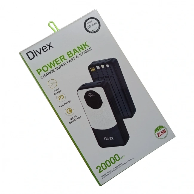 Divex 20000 mAh Powerbank 22.5W 4 Farklı Kablo Çıkışlı DP-440