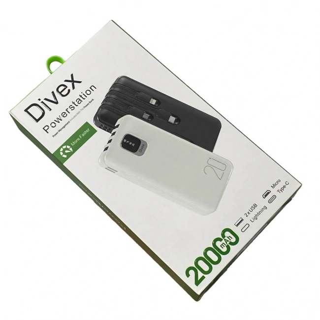 Divex 20000 mAh Powerbank 4 Farklı Kablo Çıkışlı DP-402