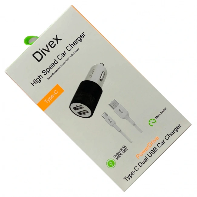 Divex 2.4 Amper 12W Dual Araç Şarj Cihazı Siyah DA-302