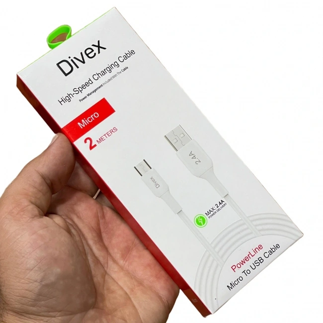 Divex 2.4A Micro USB Hızlı Şarj Data Kablosu 2 Metre DC-120