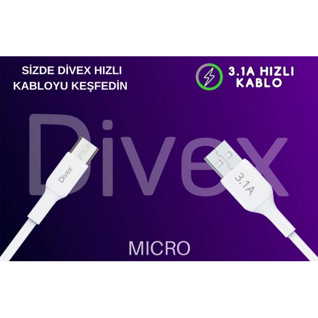 Divex 3.1A Micro USB Hızlı Şarj Data Kablosu 1 metre DC-110