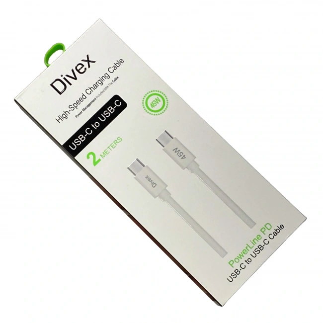Divex 45W Type-C to Type-C Yüksek Hızlı Şarj Kablosu 2m DC-216