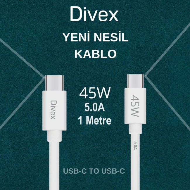 Divex 5.0A 45W Type-C - USB-C Hızlı Şarj Data Kablosu DC-140