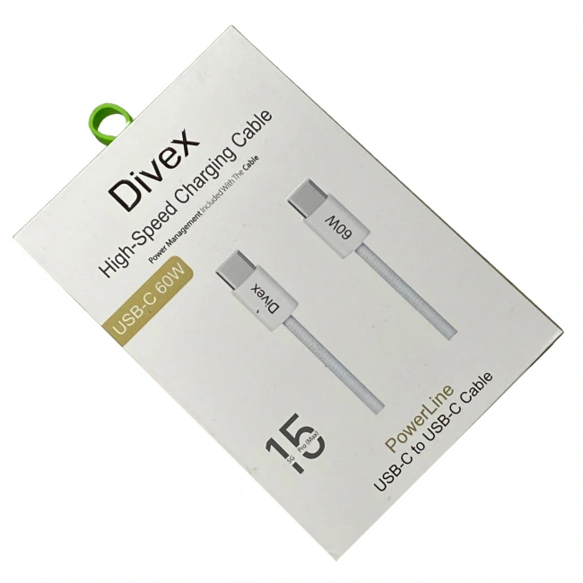 Divex 60W Yüksek Hızlı Type-C (USB-C) Şarj ve Data Kablosu DC-206