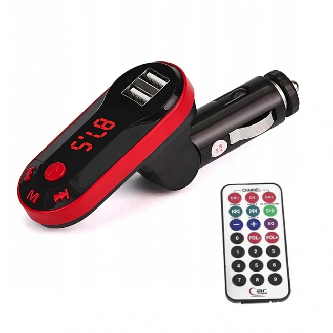 Divex Kumandalı Çakmaklık Girişli Araç Fm Transmitter Bluetooth 2xUSB - SD Kart Kırmızı DT-600