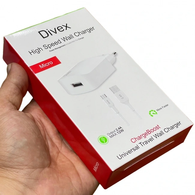 Divex Micro USB Kablo - Adaptör 2.4A Ev Tipi Şarj Aleti DS-200