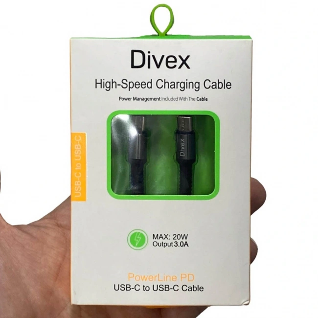 Divex Type-C to Type-C 20W 3A Hızlı Şarj ve Veri Transfer Kablosu DC-147