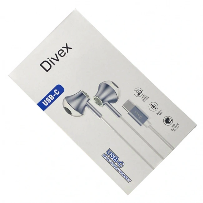 Divex Type-C (USB-C) Stereo Kulakiçi Kulaklık Beyaz DH-276