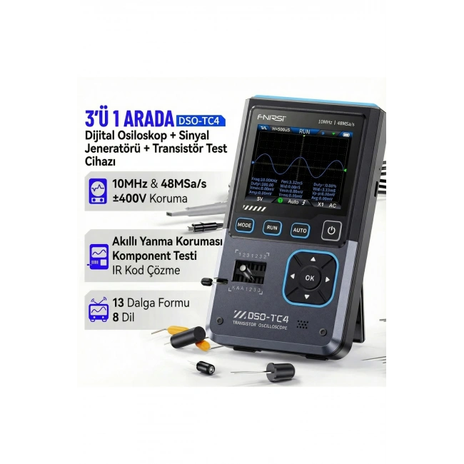 DSO-TC4 10MHz 48MS/s 3in1 Osiloskop Transistör Test ve Sinyal Jeneratörü