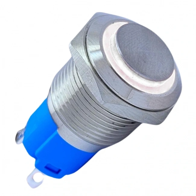 E24 16mm Metal Buton Kalıcılı 12-24V Beyaz Led 1No/1NC 