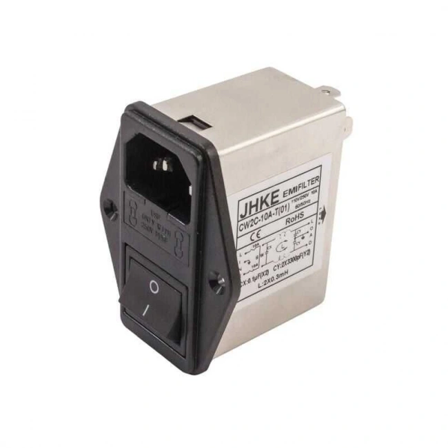 EMI Filtre 10A Anahtarlı Erkek Power Soketi - Sigorta Yuvalı