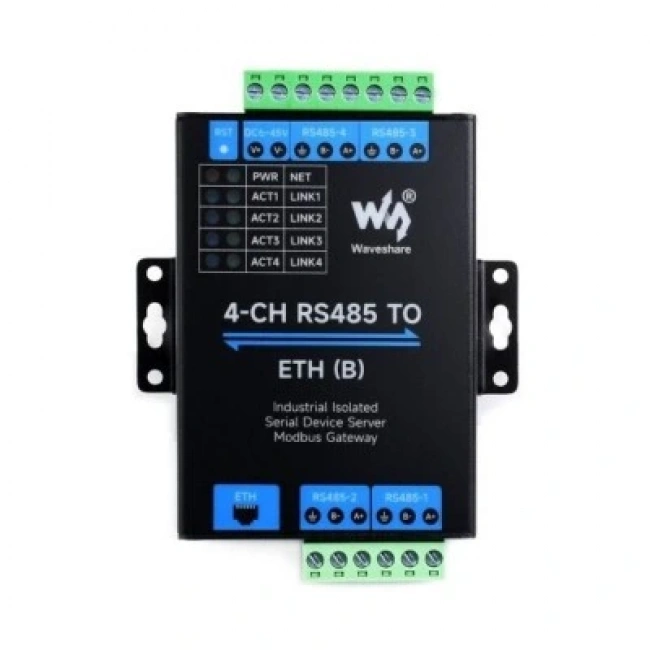 Endüstriyel 4 Kanal RS485 - RJ45 Ethernet Modülü