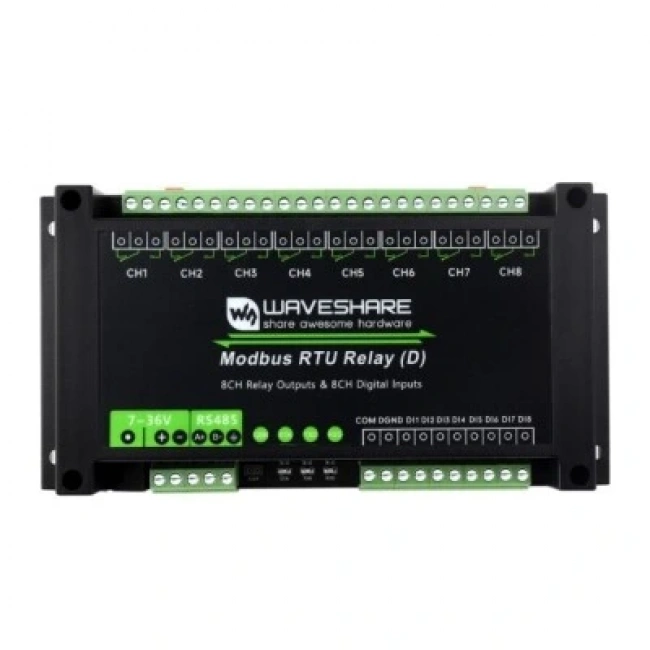 Endüstriyel 8 Kanallı Modbus RTU Ethernet Röle Modülü (D) - Dijital Giriş ve RS485 Arayüzü