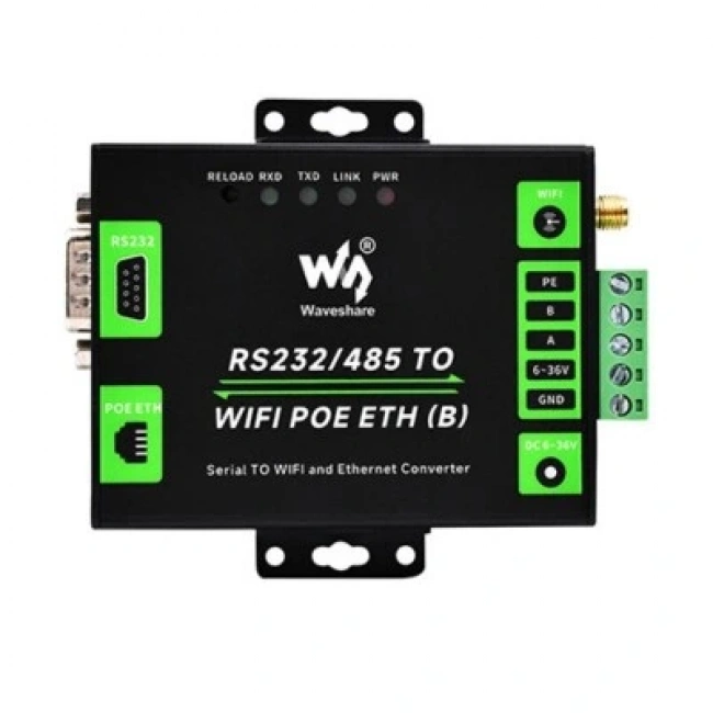 Endüstriyel RS232/RS485ten WiFi ve Ethernete Dönüştürücü Modül - PoE Ethernet Port