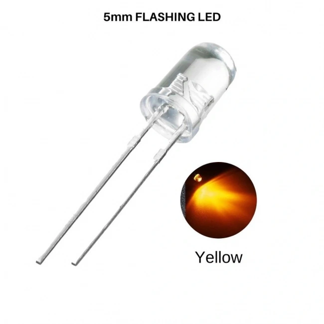 Flaşörlü LED Sarı 2 Bacaklı 5mm