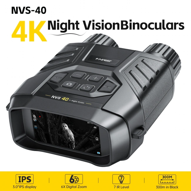 Fnirsi NVS-40 4K HD Gece Görüşlü Dürbün Kızılötesi 6x Dijital Zoom