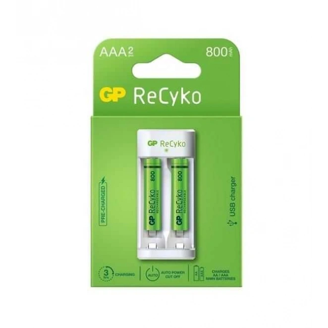 GP 2li 800mAh AAA Şarj Edilebilir Pil + USB Şarj Cihazı