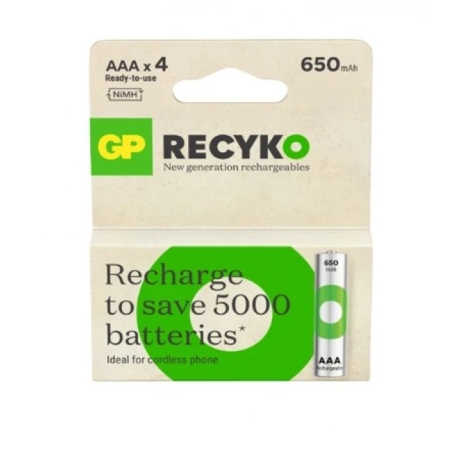 GP ReCyko 650 Serisi Şarjlı AAA İnce Kalem Pil 4lü