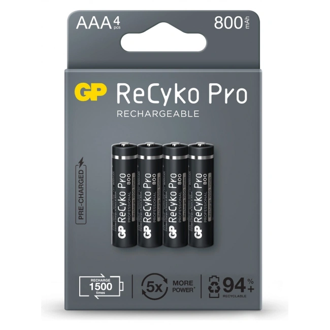 GP Recyko 850 Serisi Pro Siyah AAA Şarjlı Pil 4lü