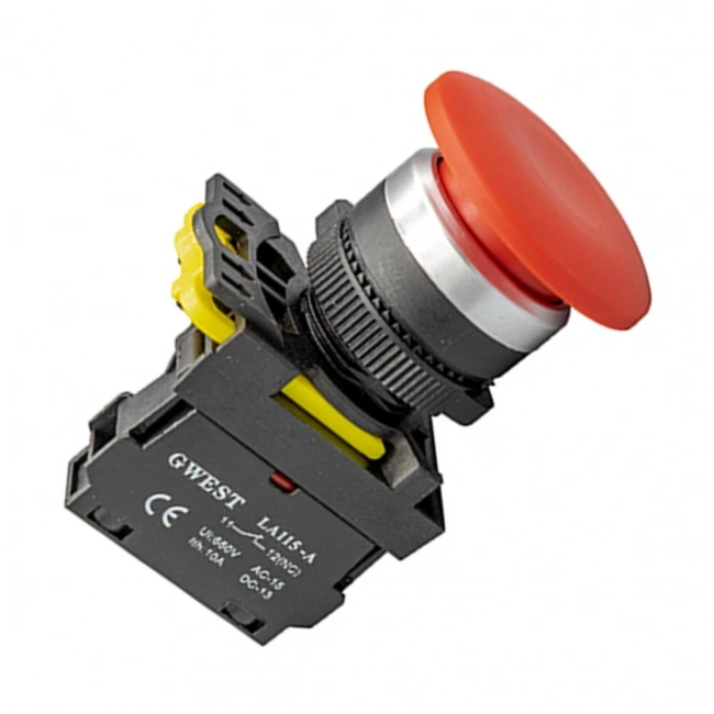 Gwest A5-01M 22mm Kayıcı Stop Mantar Buton Kırmızı 1NC